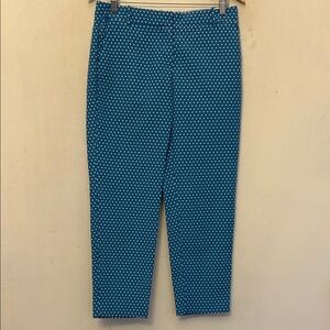 J Crew Blue Polka Dot Cafe Capri Pants Size 4 EUC